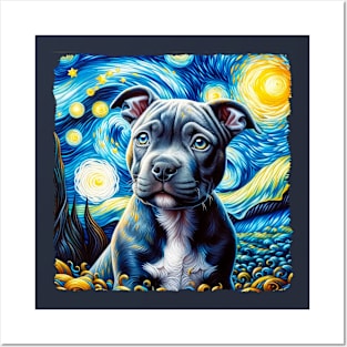 Starry Staffordshire Bull Terrier Portrait - Dog Portrait Posters and Art